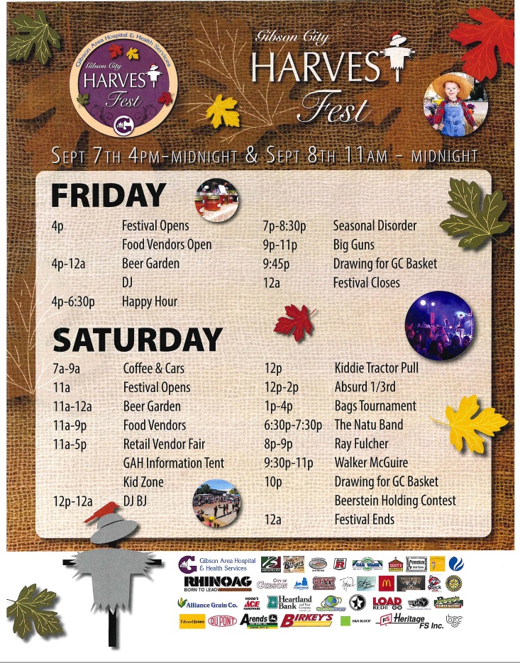 Reminder Harvest Fest is Coming! Gibson City Illinois