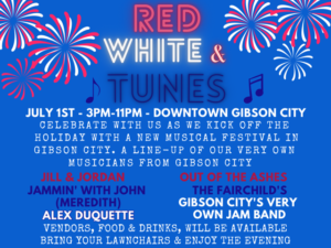 Info flyer for 2023 Red, White and Tunes Fest