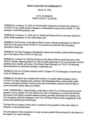 Proclaimation of Emergency 1