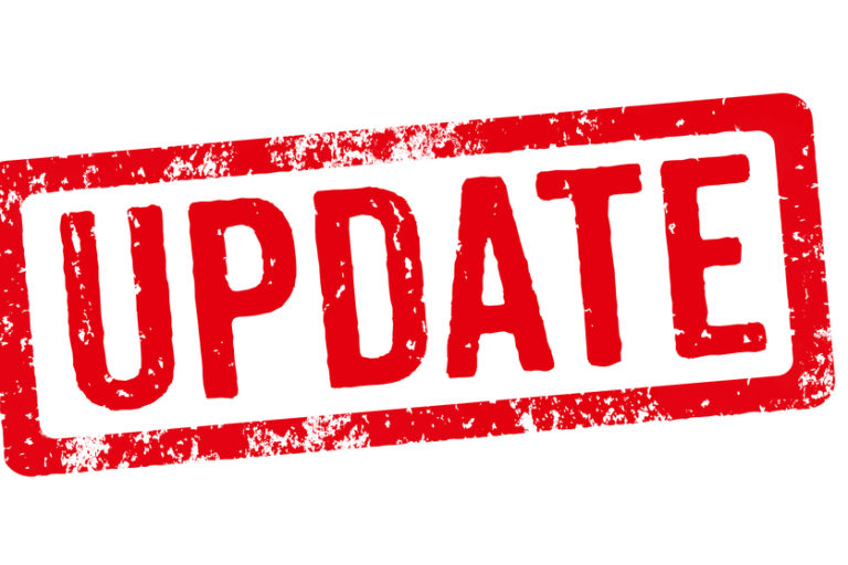 red outlined update sign