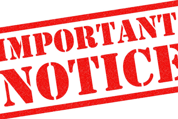 Large red notice sign