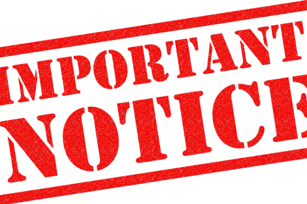 Large red notice sign