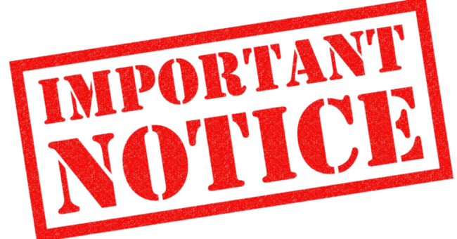 Large red notice sign