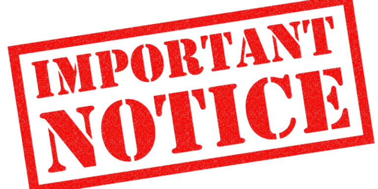 Large red notice sign