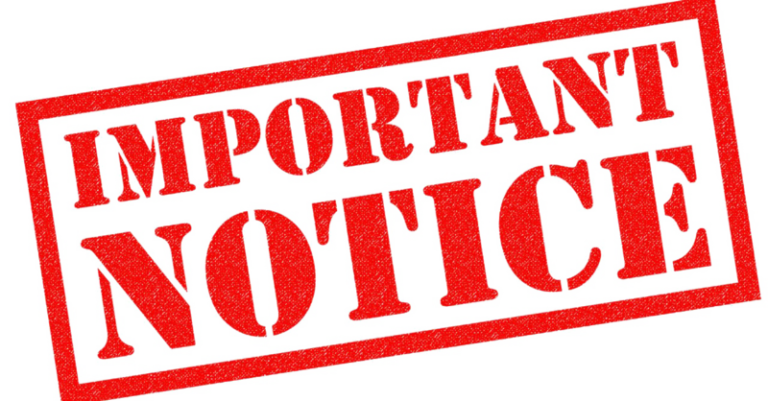 Large red notice sign