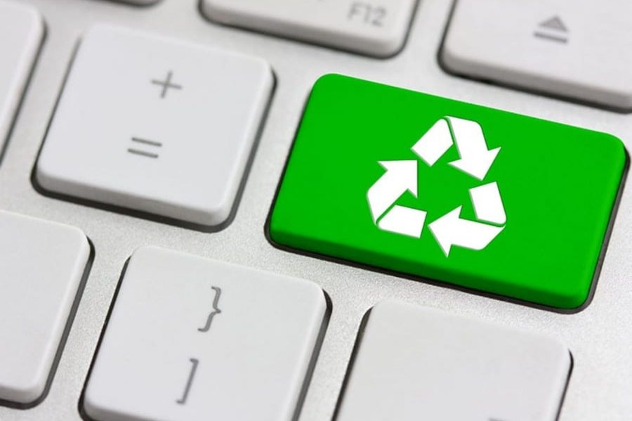 ewaste-900×643 Green Recycling Symbol on Keyboard
